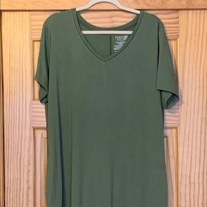 Olive green jersey dress with side pockets